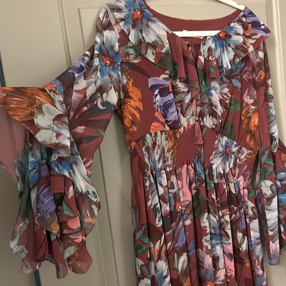 ❤️Host Pick❤️ NWTs Soft Surroundings Fiore Rosa Ruffle Sleeve Tiered Maxi Dress - Picture 3 of 8